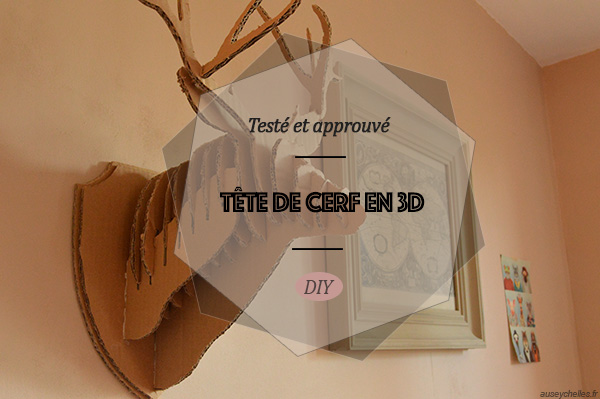 présentation tête de cerf 3D en carton auseychelles.fr